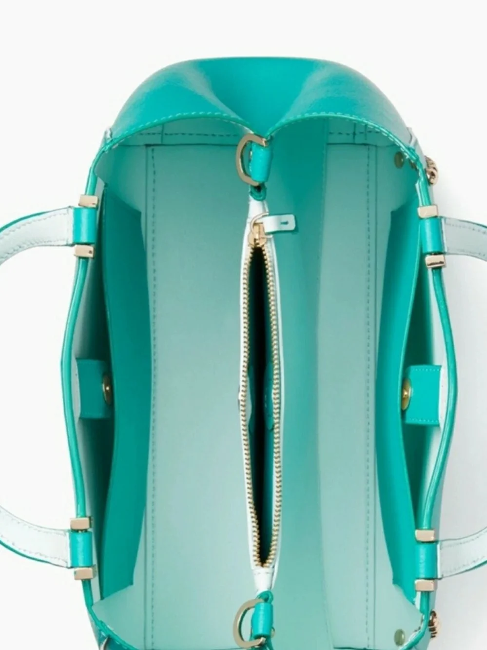 kate spade turquoise pebbled leather satchel with gold hardware